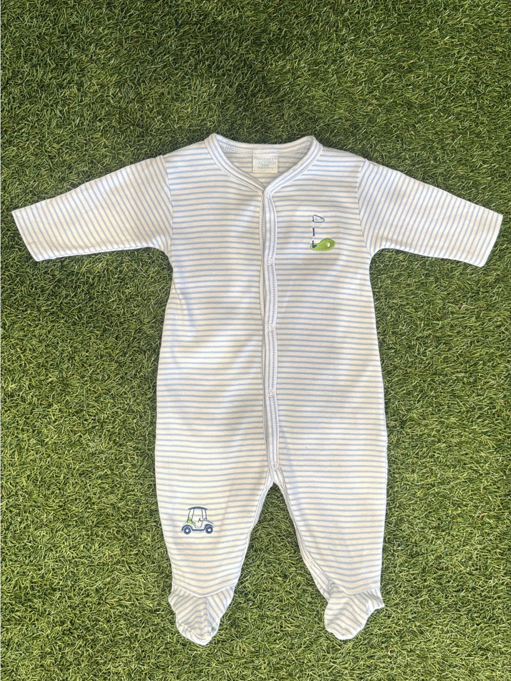 Blue & White Edgehill Collection Striped Baby One-Piece Footed Sleeper